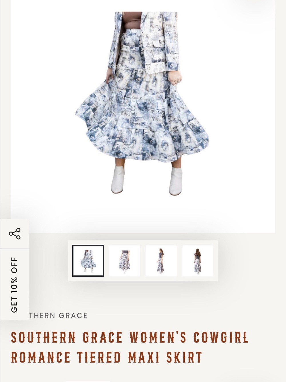 Southern Grace Blue and White Tiered Maxi Skirt